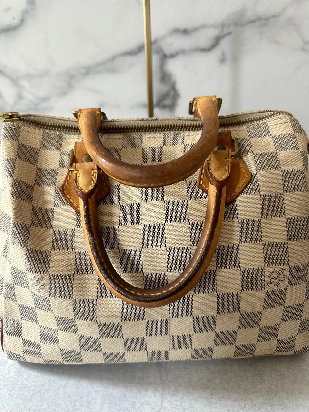 Louis Vuitton Speedy 25 Damier Azur Canvas Handbag